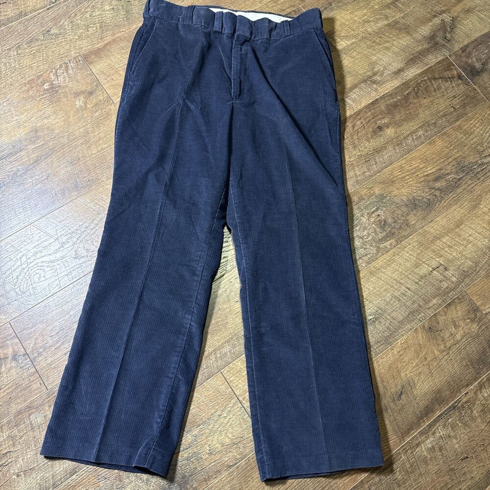 Vintage Big Mac Corduroy Pants Mens 38x30 Navy Blue USA Made Workwear Wide Leg